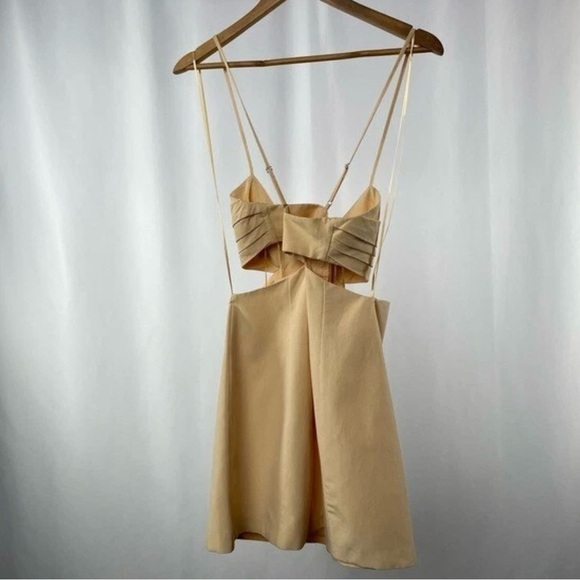 NWT Zara Linen Blend Cut Out Dress in Pale Peach Size S Small - Picture 6 of 12
